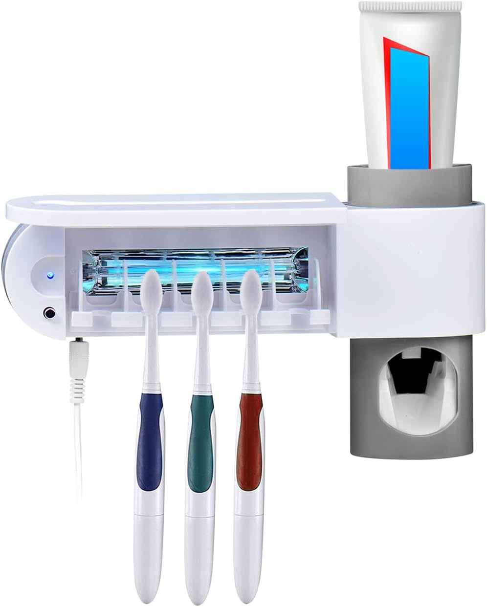 TONGXU Toothbrush Holder, SARMOCARE UV Toothbrush Holder with Sterilization Function, Drying Fan, and Toothpaste Holder