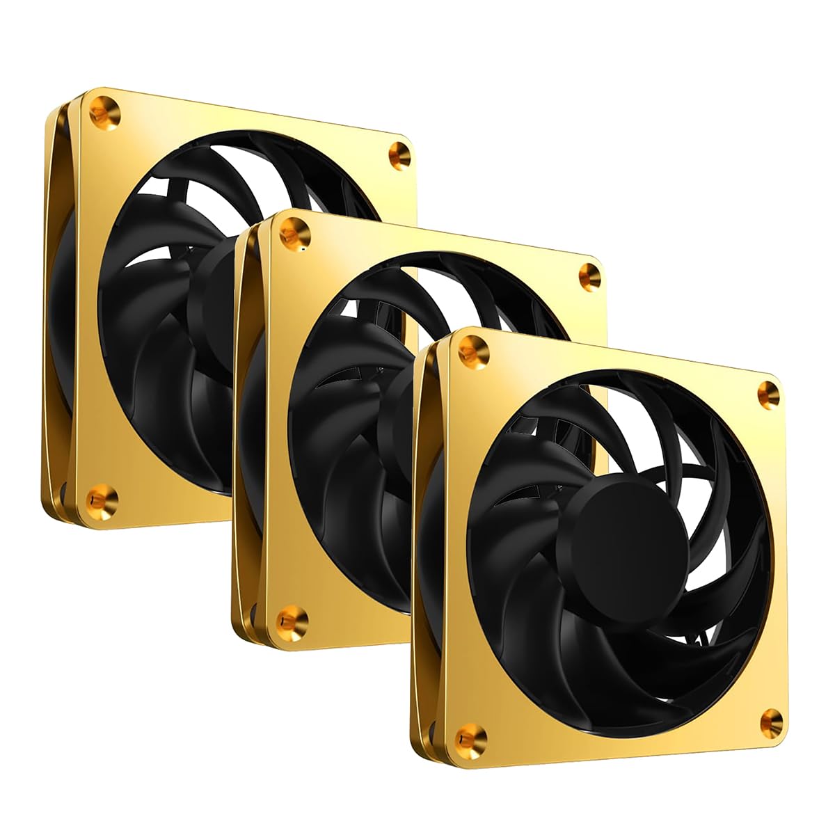 Alphacool Apex Stealth Metal Fan, 2000 RPM, Gold, 3-Pack