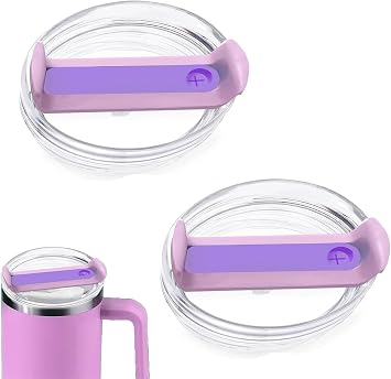 2 Pack 40 OZ Tumbler Lid Replacement Fit for Stanley Cup Lid,Spill Proof Tumbler Covers for Stanley Cup AccessoriesClear - Purple