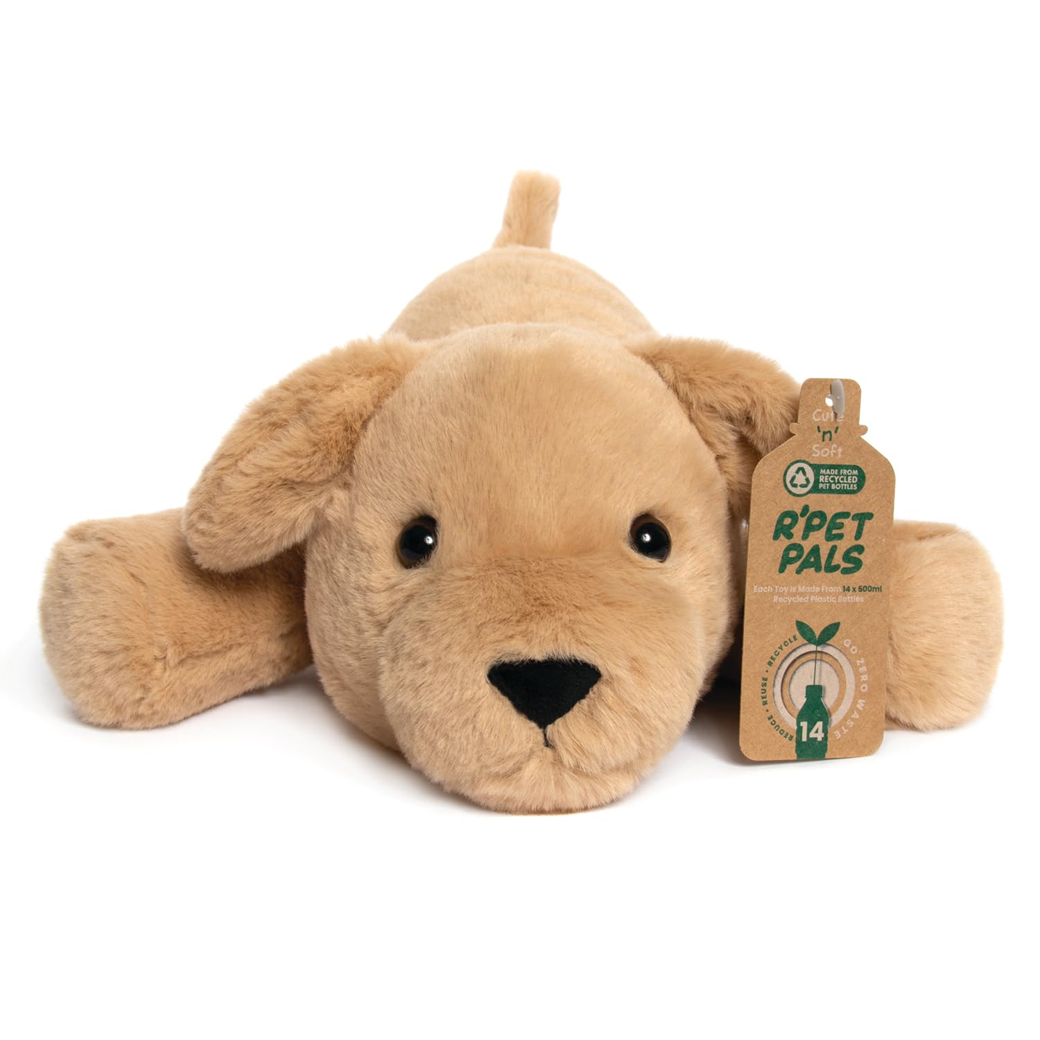 Lesser & Pavey Rpet Pals Muttley Laying Dog Teddy For Kids | Made Up of Recycled Bottles | Stuffed Animal Soft Toys | Ideal For Birthday or Baby Gift