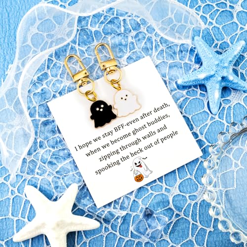 Funny Halloween Gifts Ghost Keychain Halloween Themed Gifts for Friends BFF Bestie Spooky Ghost Gift for Women Adults Cute Stocking Stuffers for Girls Teens Boo Basket Gift for Her with Card - Image 6