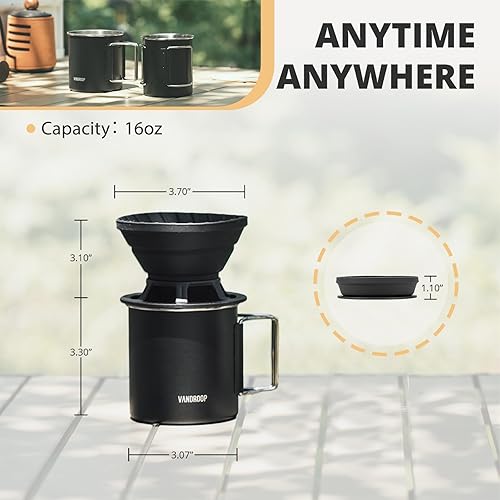 Miniatura 2 de vandroop Juego de cafetera portátil, juego de gotero de café de silicona plegable, perfecto para viajes, campamento, hogar