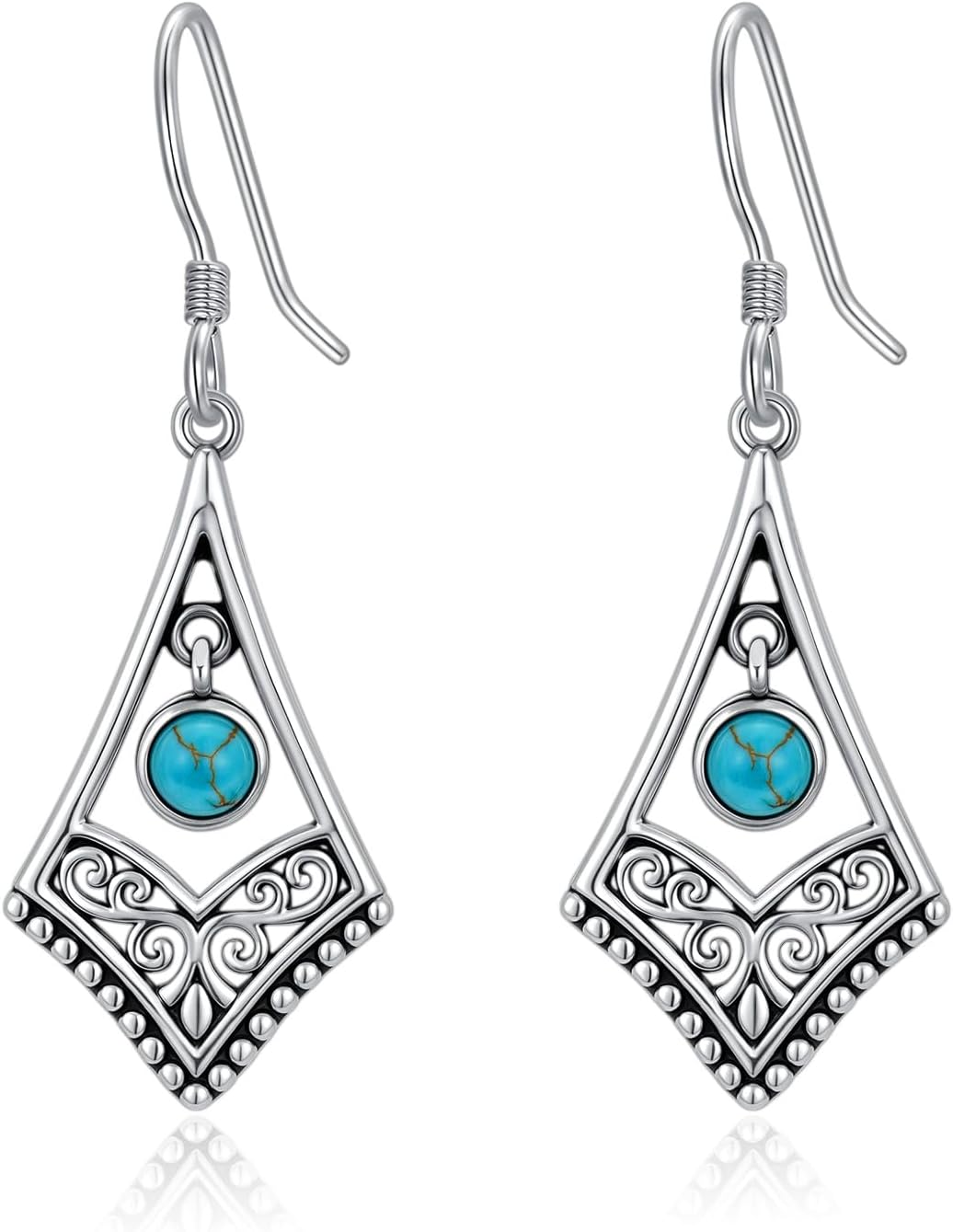 Natural Turquoise Earrings for Women Dangling 925 Sterling Silver Blue Vintage Native American Western Jewelry Boho Earrings
