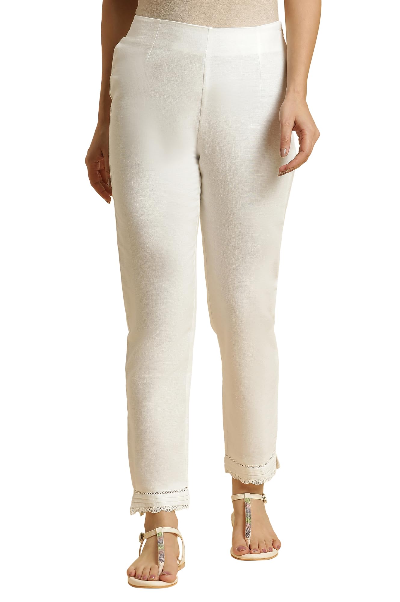 w for woman Women Mid Rise Cotton Blend Slim Pants | Cotton Blend Slim Pants | Trousers-picture-16