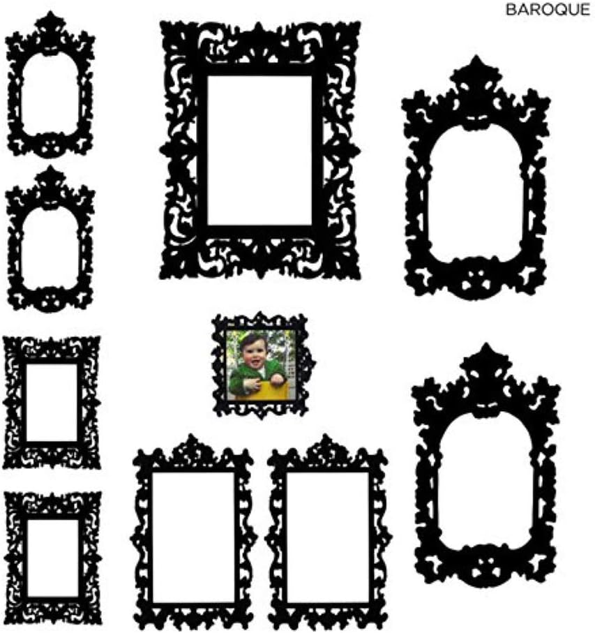 Self Adhesive Wall Frame Decals Black Baroque Style Set