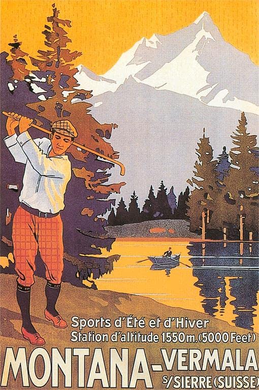 Found Image PressGolfing in the Swiss Alps - Vintage Image