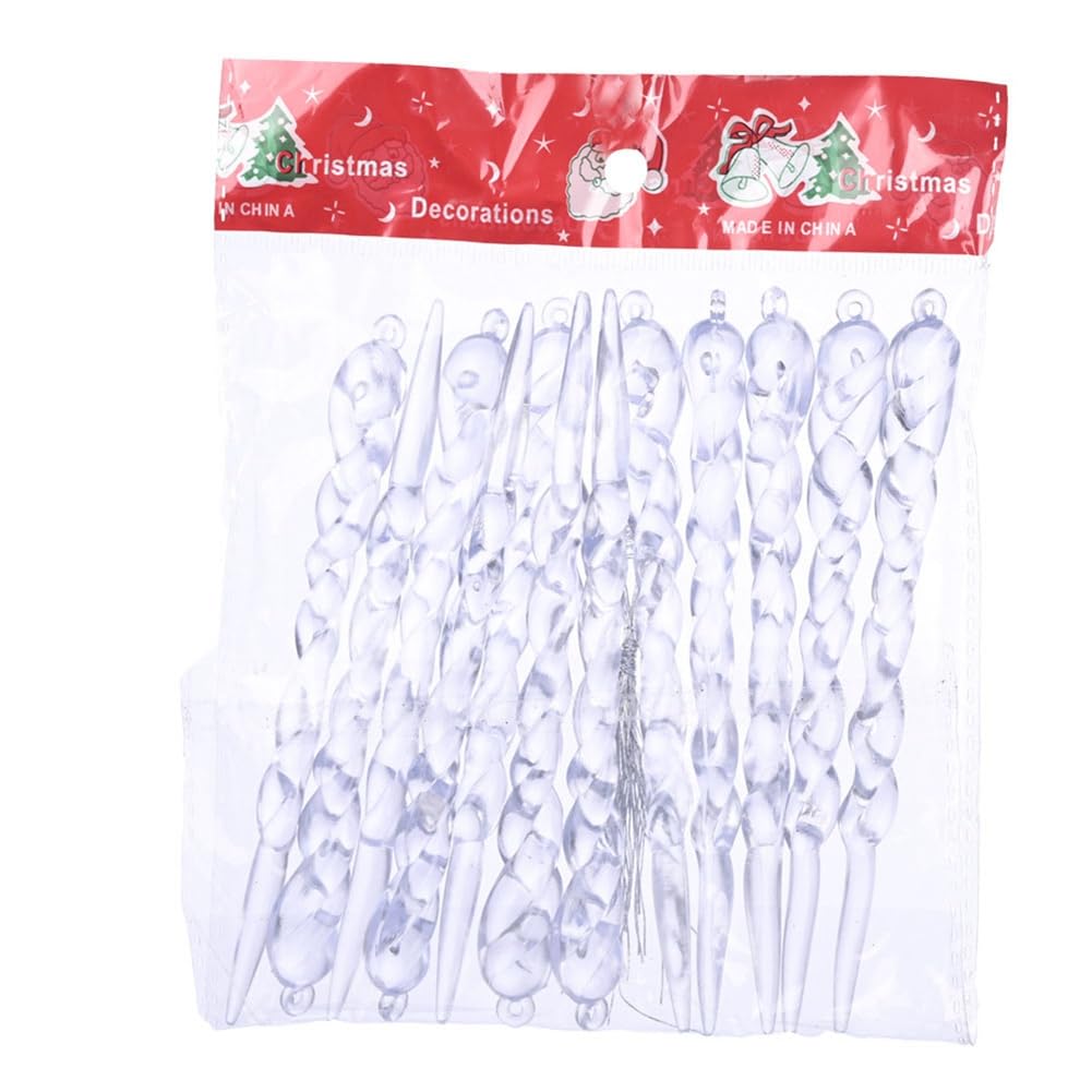 Yurosiay 24 stuks kerstdecoratie ijspegels helder acryl ijspegels decoratie kerstboom ijspegels winterdecoratie ijspegels kerstboom hanger kunstkristal ijspegels voor kerstfeest