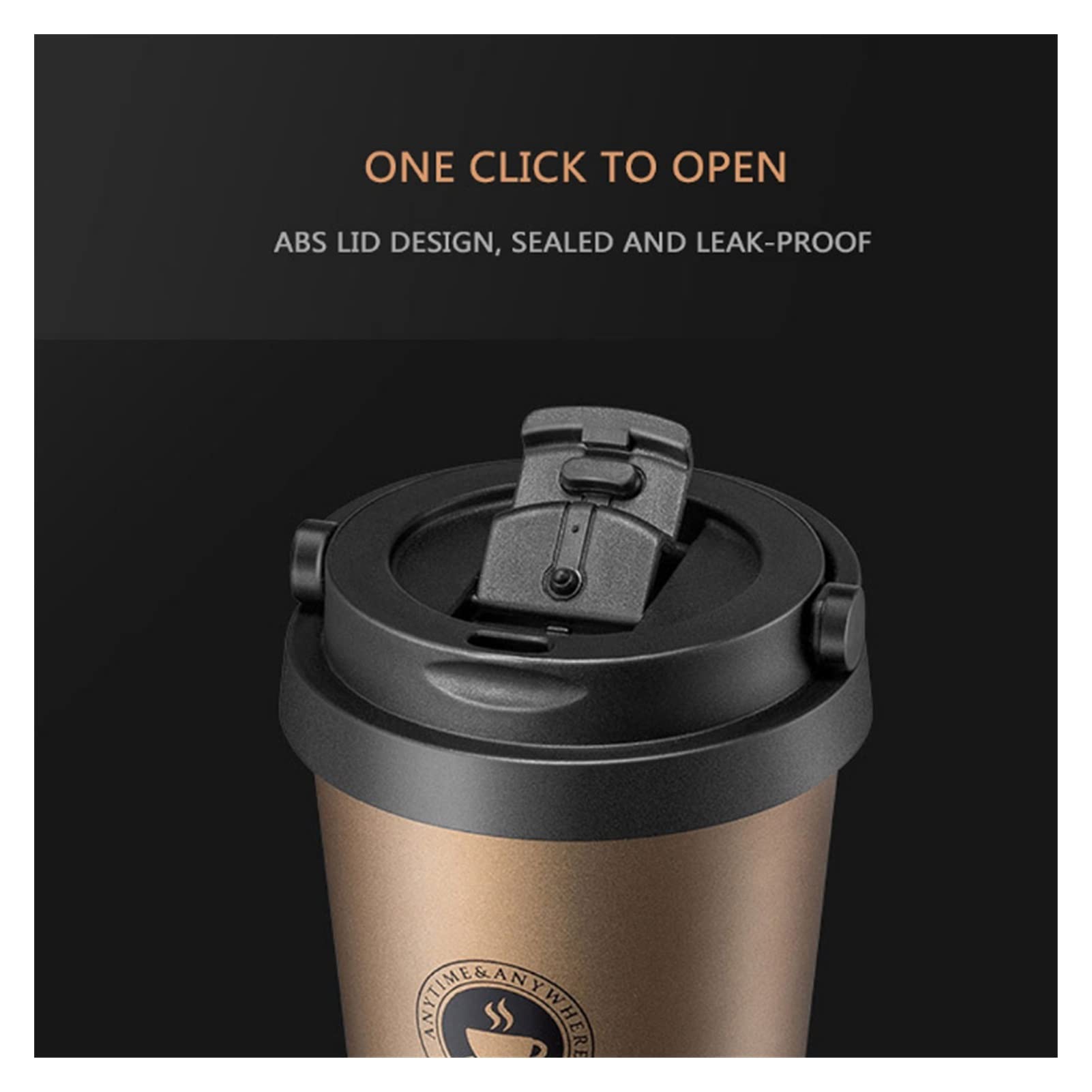 Taza de café de Gran Capacidad de 500 ml con Tapa y asa, Regalo Creativo de Navidad y Año Nuevo, de Acero Inoxidable.