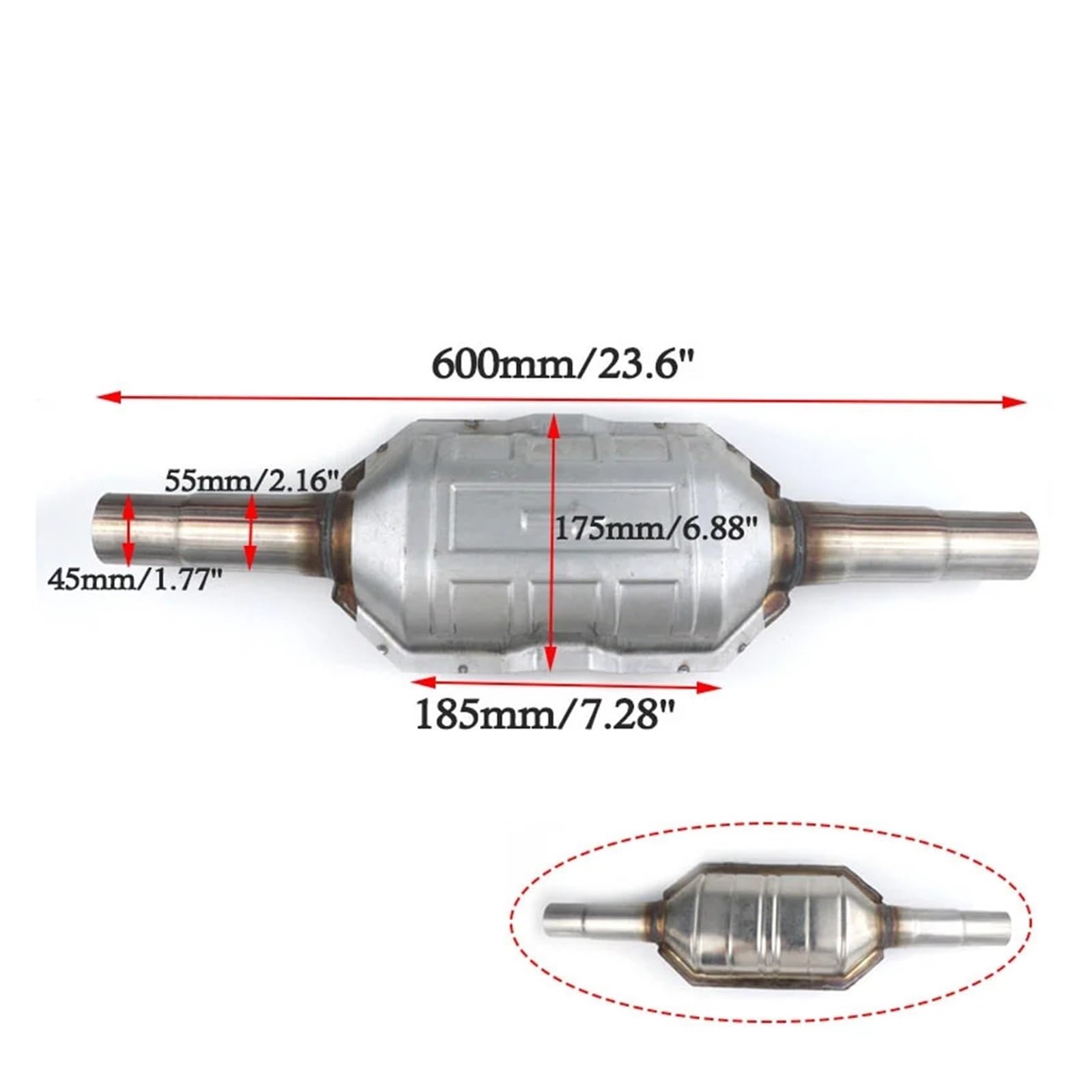 Uniwersalne Katalizatory Samochodowe, Wejście/wyjście 45-55 Mm, Długość 60 Cm, Układ Wydechowy, Tłumik, Stal Nierdzewna Środek czyszczący do katalizatora benzyny