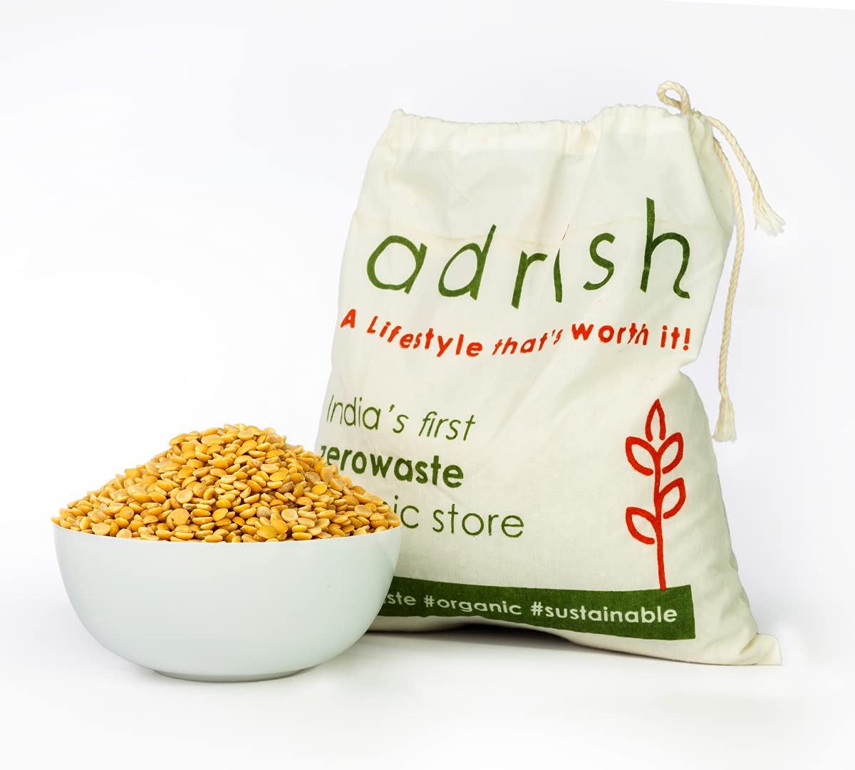 Adrish Zerowaste Organic Toor Dal (3Kg) - Unpolished | Handpounded Arhar Dal | Protein Rich | Split Pigeon Peas | Rich Source of Plant Protein | With Skin Toor Dal | Ancient Indian Wisdom