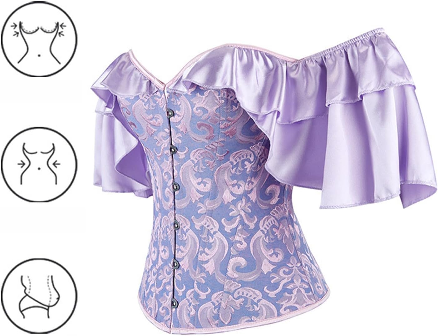 Bustier Corset Tops Women Sweetheart Neck Halloween Corset with Ruffle Trim and Bow, Gothic Party Going Out Top
