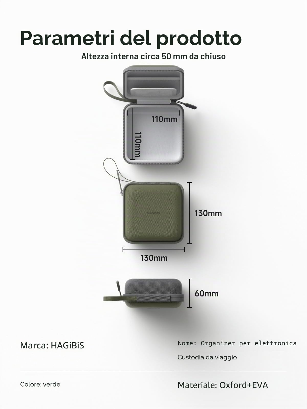 Hagibis Custodia da viaggio per elettronica, organizer per cavi, portatile, impermeabile, per cavo, caricabatterie, power bank, scheda SD, mouse, chiavetta USB