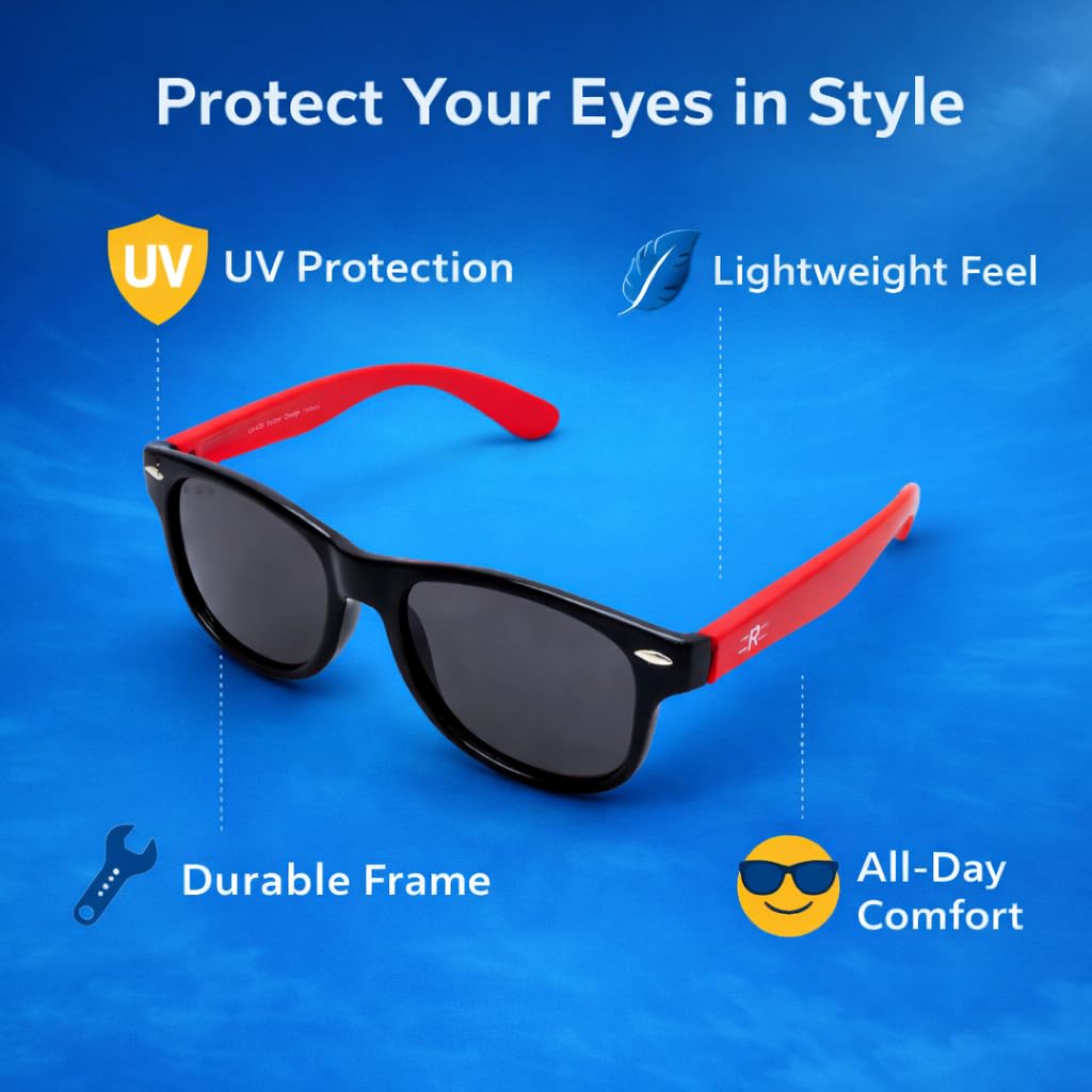 ROZIOR® Gafas de sol para niños y niñas con protección UV para niños de 4 a 12 años
