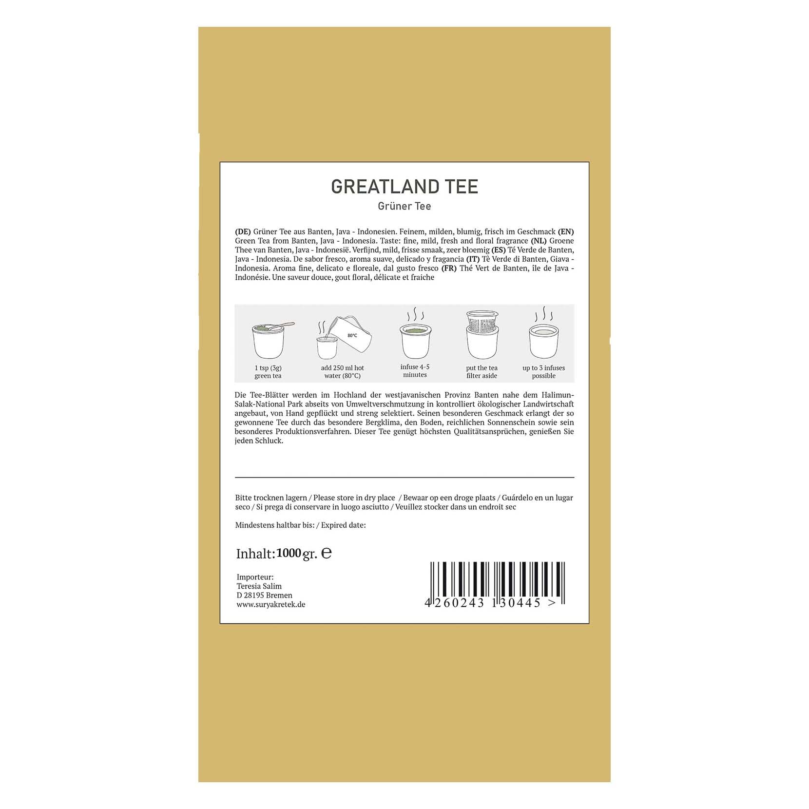 GREATLAND - Tè verde da Banten Java, Indonesia (1000 g)