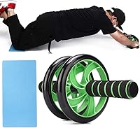 Vista 8 de Rueda de rodillo Ab de rebote automático, rodillo de fitness de tres ruedas de 6.3 in, equipo de entrenamiento abdominal con 2 asas, 2 rodillos, 1