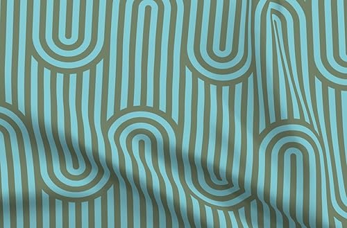 Spoonflower Fabric - Modern Stripe Abstract Waves Retro Bold Arches Blue Mod Lines Ocean Printed on Petal Cotton Fabric Fat Quarter - Sewing