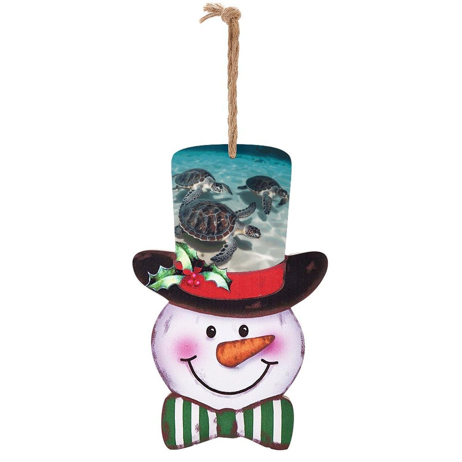 Sea Turtles Snowman Decor Christmas Snowmans Hanging Decors Wooden Exquisite Holiday Decoration Sign for Home Window Wall Farmhouse Indoor Outdoo