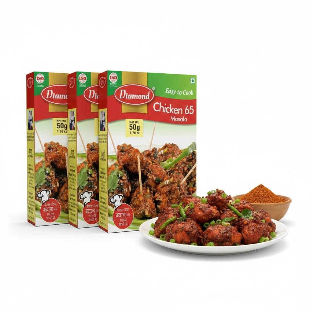 Diamond Chicken 65 Masala Powder 150g | 50g x 3 | Spicy Ready Mix for South Indian Chicken Fry | No Artificial Color | No MSG