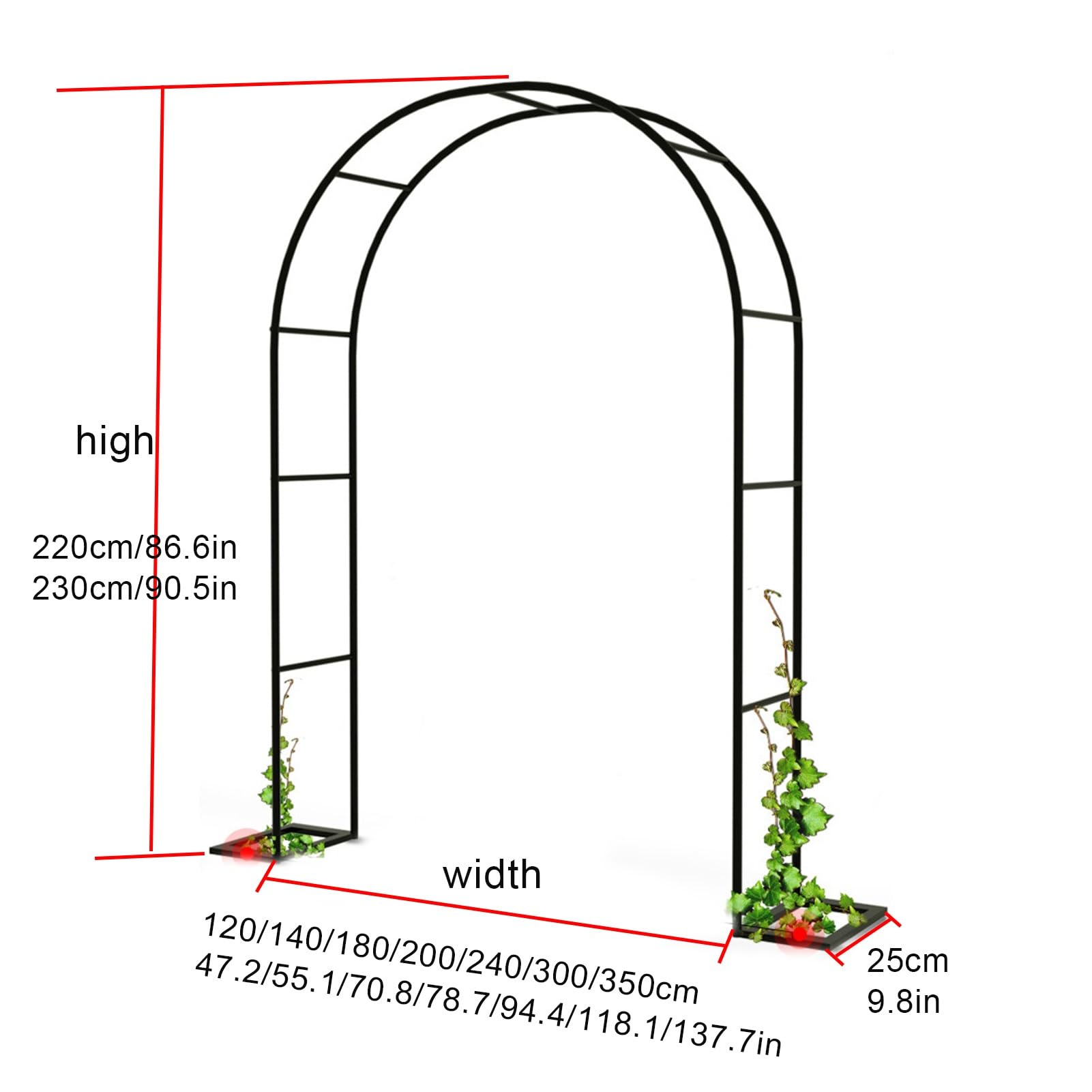 Metalowy łuk do róż, łuk ogrodowy, bramka do roślin pnących i róż, pergola, kratka do roślin pnących, do wnętrz i na zewnątrz, na wesele, taras ogrodowy, dekoracja imprezowa, łuk ogrodowy (kolor: zielony, rozmiar