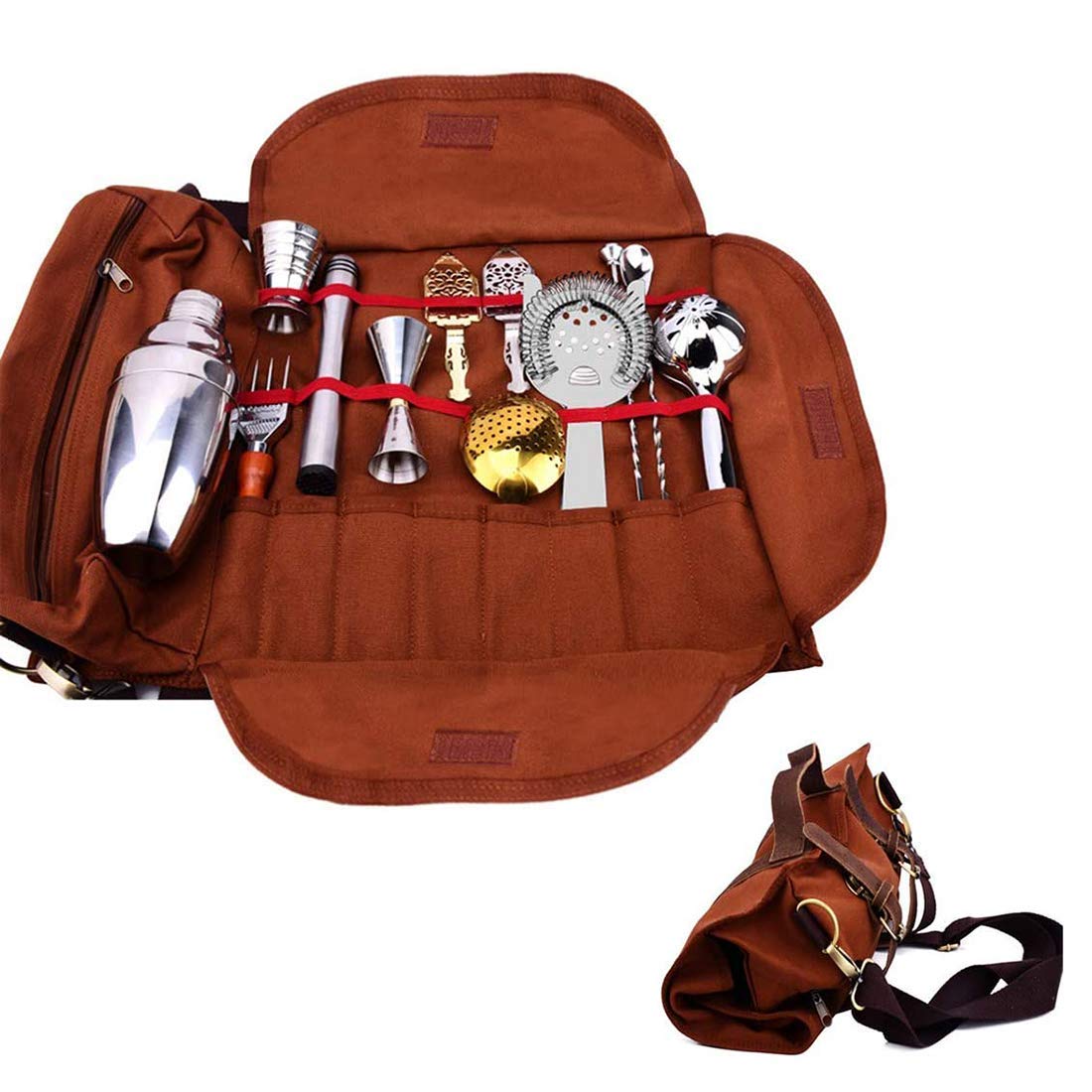 Coctelera Juego de cócteles Shaker Premium Bartenders Kit Juego profesional para hacer cócteles con 13 herramientas modernas para hacer cócteles, utilizado como un juego de mixología, con bolsa d