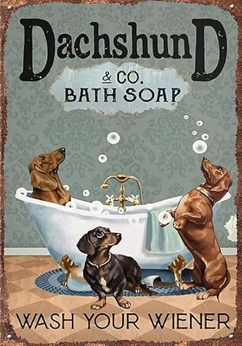 Dog Co. Badeseife, Wash Your Weiner, lustiges Hundeposter, Geschenk für Hundemutter, Wanddekoration, Kunst, Höhle, Bar, Club, Café, Geschäft, Retro-Schilder, Heimdekoration, Metall-Blechschild (2)