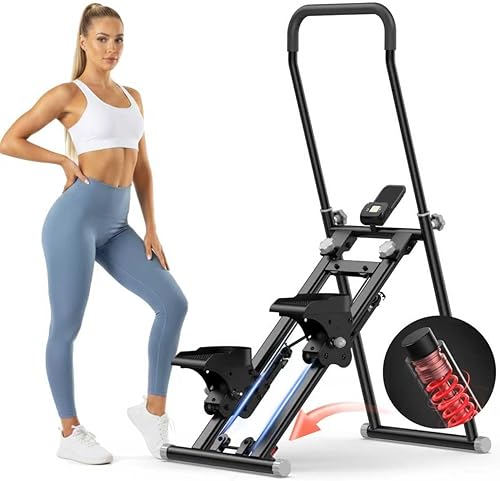 Escalera para ejercicio de gimnasio en casa, nueva versión, escalador de escaleras plegable compacto con resorte silencioso que absorbe los golpes,