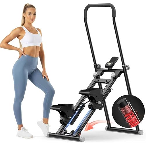 Stair Stepper for Home Gym Exercise, New Version Compact Folding Stair Climber with Quiet Shock-Absorbing Spring, Adjustable Resistance, Long Foam Grip, Stairmaster for Full-Body Workout Equipment