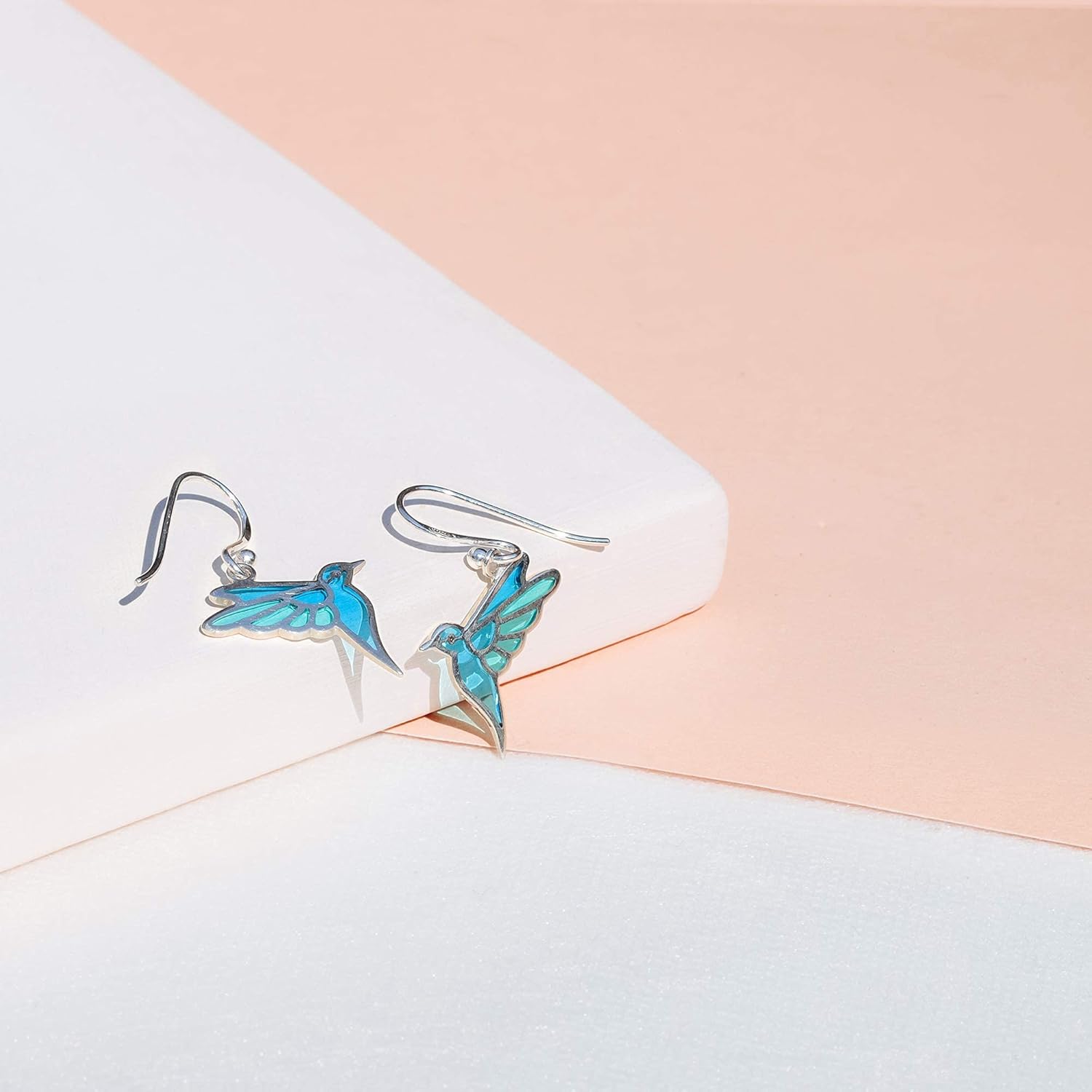 Boma Jewelry Sterling Silver Blue Resin Bird Dangle Earrings