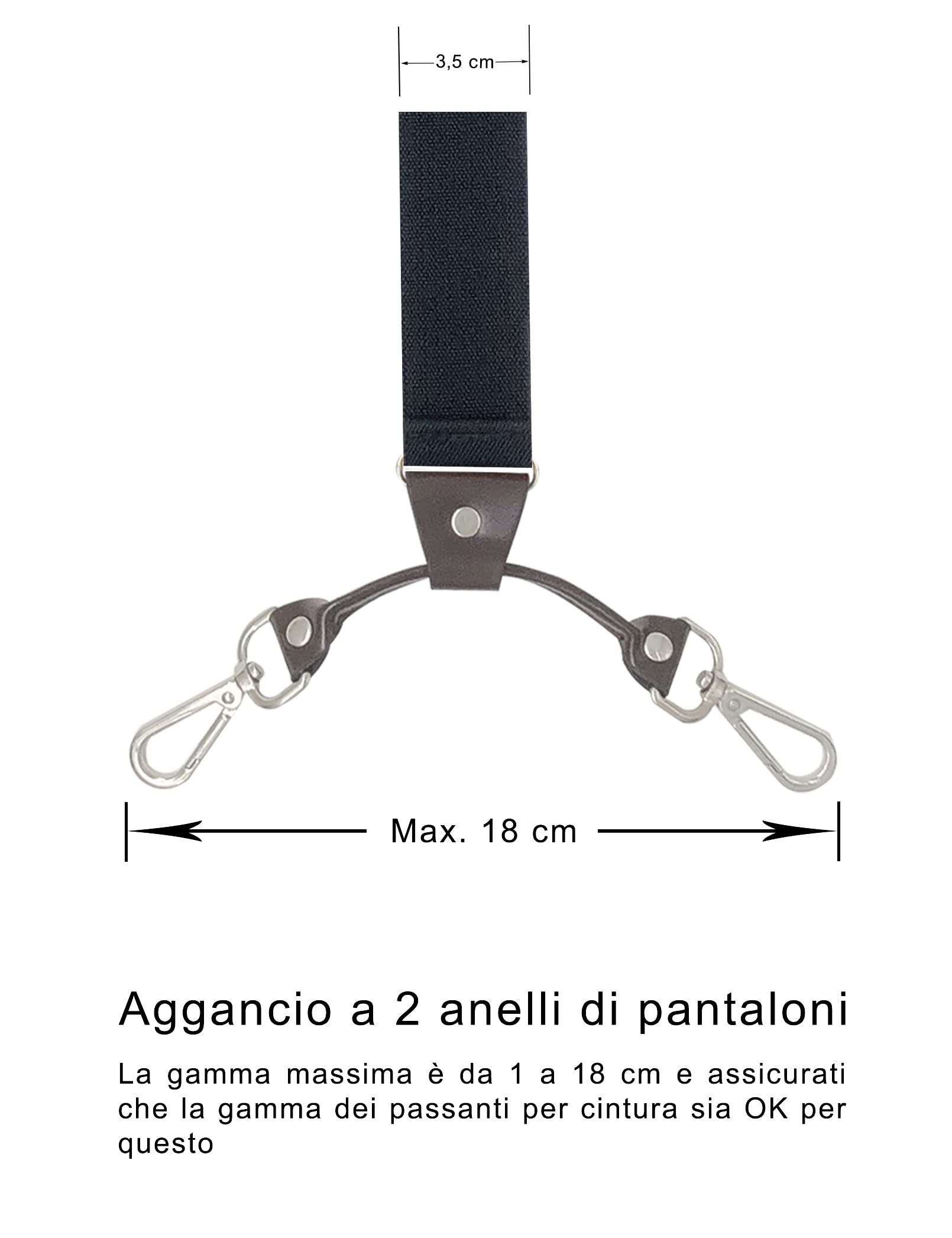 Bretelle da uomo extra forti 3,5 cm di larghezza con gancio girevole Heavy Duty Men Braces