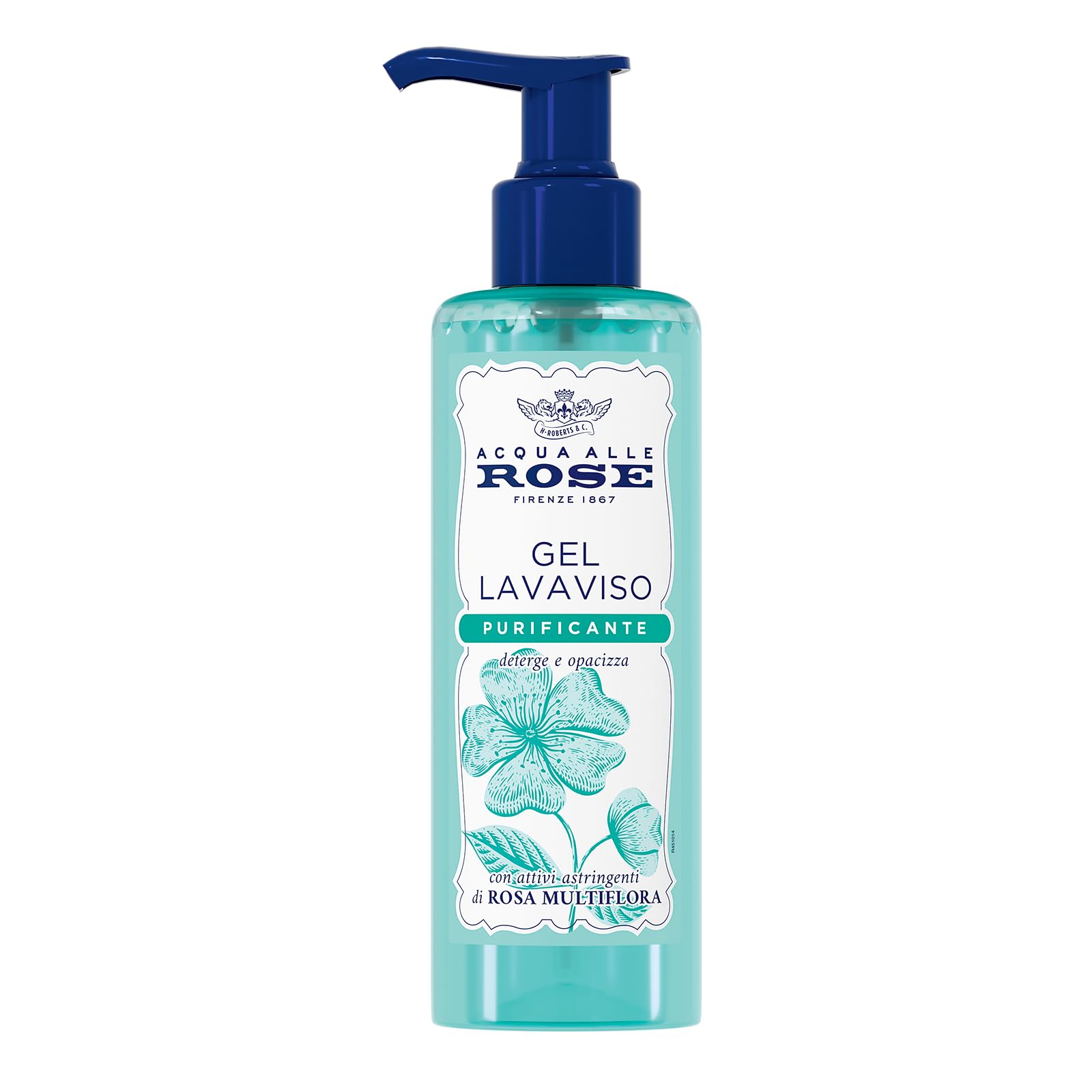 Acqua alle Rose, Gel Lavaviso Purificante con Attivi Astringenti di Rosa Multiflora, Detergente Viso per Pelli Miste o con Imperfezioni, Deterge, Purifica e Opacizza, Uso Quotidiano, 200 ml