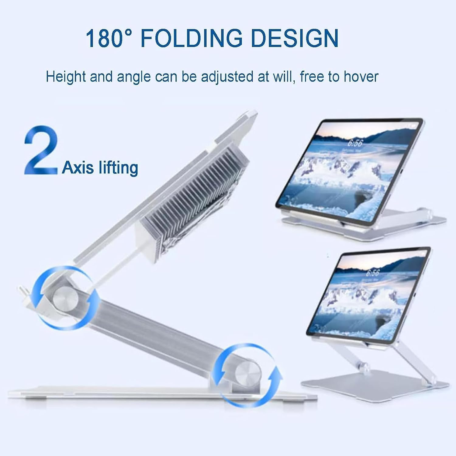 Supporto Per Laptop Con Ventola Di Raffreddamento, Supporto Pieghevole Per Laptop, Supporto Di Raffreddamento Per Laptop, Doppia Piegatura A 180°, Velocità Del Vento E Angolazione Regolabili