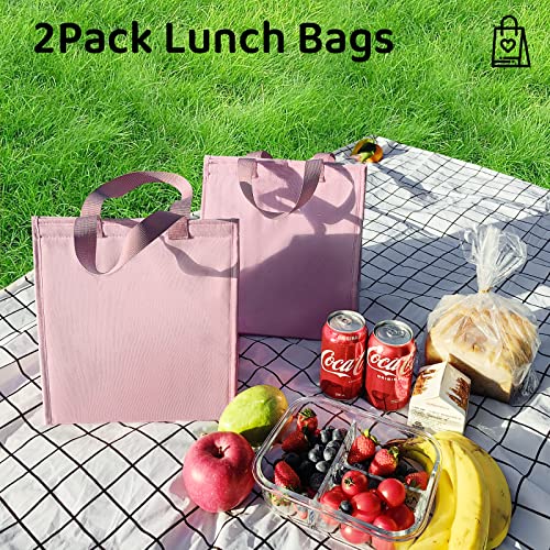 Deegotech Lunch Bag For Women, 2Pack Large Insulated Lunch Box, Gifts Ideas For Women Wife, Cute Lunch Tote Cooler Bags For Work Office Camping Pinic [Pink+Pink] #TOP6