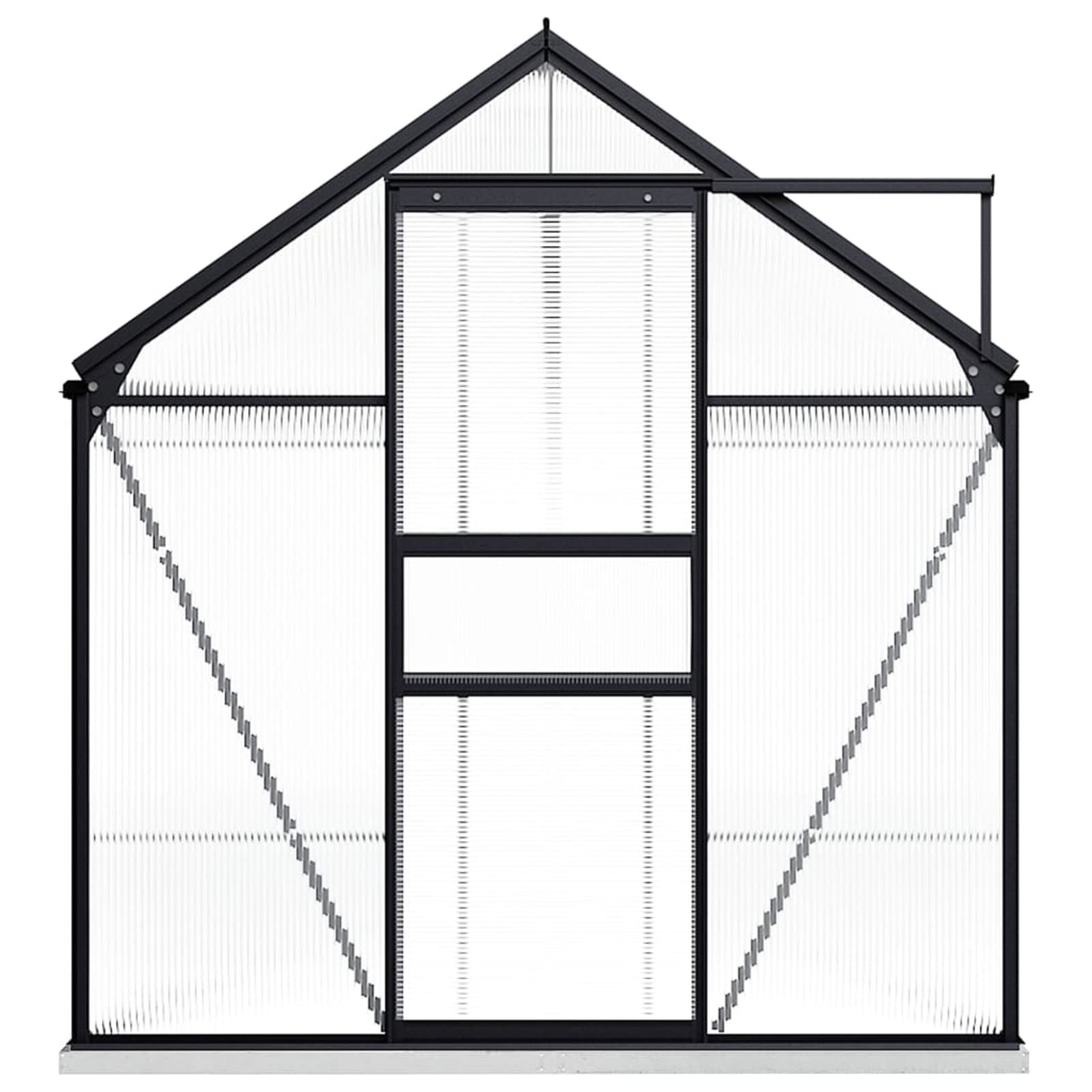Duża szklarnia z poliwęglanu z aluminiową ramą do fundamentu ogrodowego, mocowanie do podłoża i roślin, 190 x 490 x 202 cm, 9,31 m²