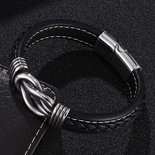 Mother And Son Forever Linked Together Braided Leather Bracelet, Men's Stainless Braided Leather Bracelet Bangle Wristband, Son Graduation Birthday Gift From Mom (My Son) #TOP5