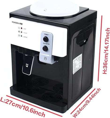 Miniatura 7 de Dispensador de agua de encimera de carga superior para botella de 1 a 5 galones, máquina de beber eléctrica con dispensador de agua caliente y fría