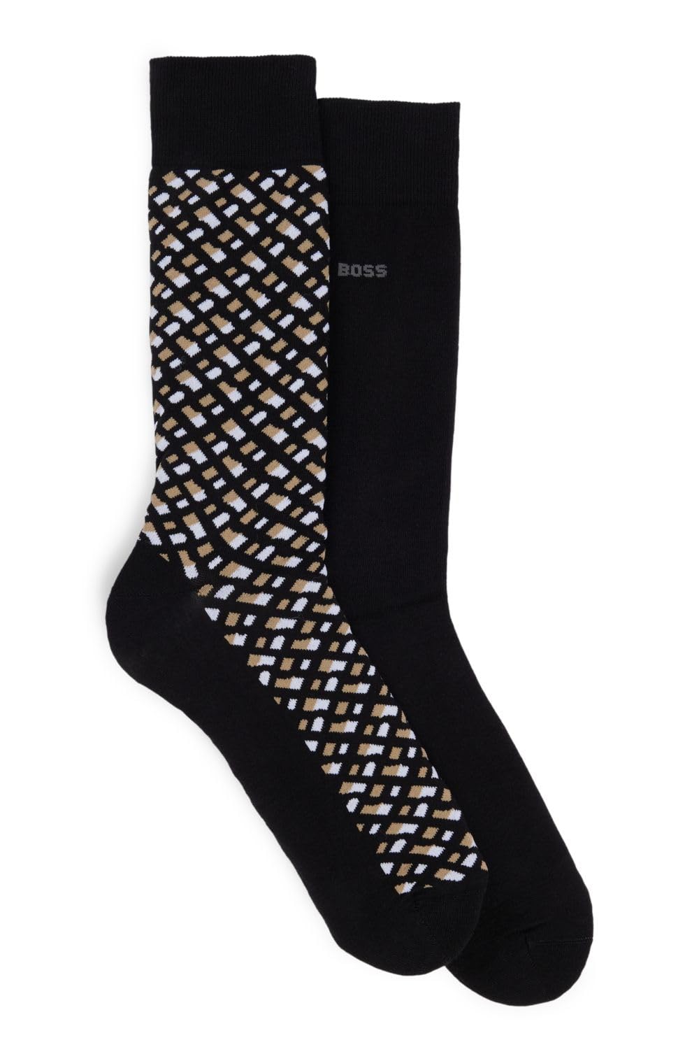 BOSS Men's 2P RS Monogram CC Regular_Socks, Black1, 40-46