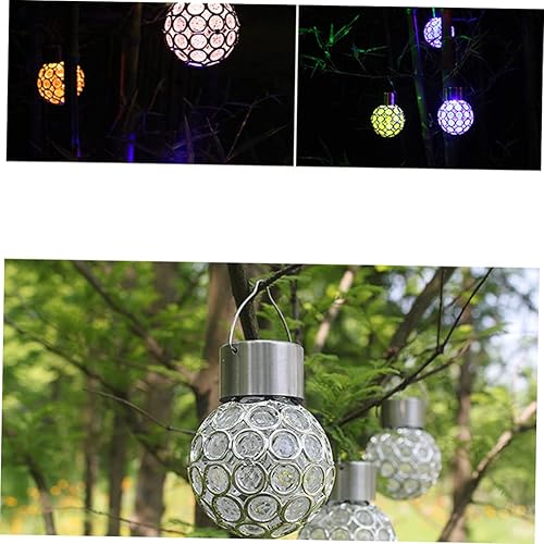 Miniatura 4 de OSALADI 3pcs Solar Lights Outdoor Decorative Decoración De para Exteriores Glass Pendant Light Garden Hanging Lights Glass Hanging Lamp Yard Hanging