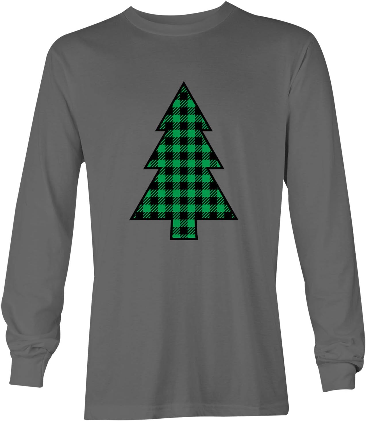 Plaid Pattern Christmas Tree - Xmas Lights Unisex Long Sleeve Shirt