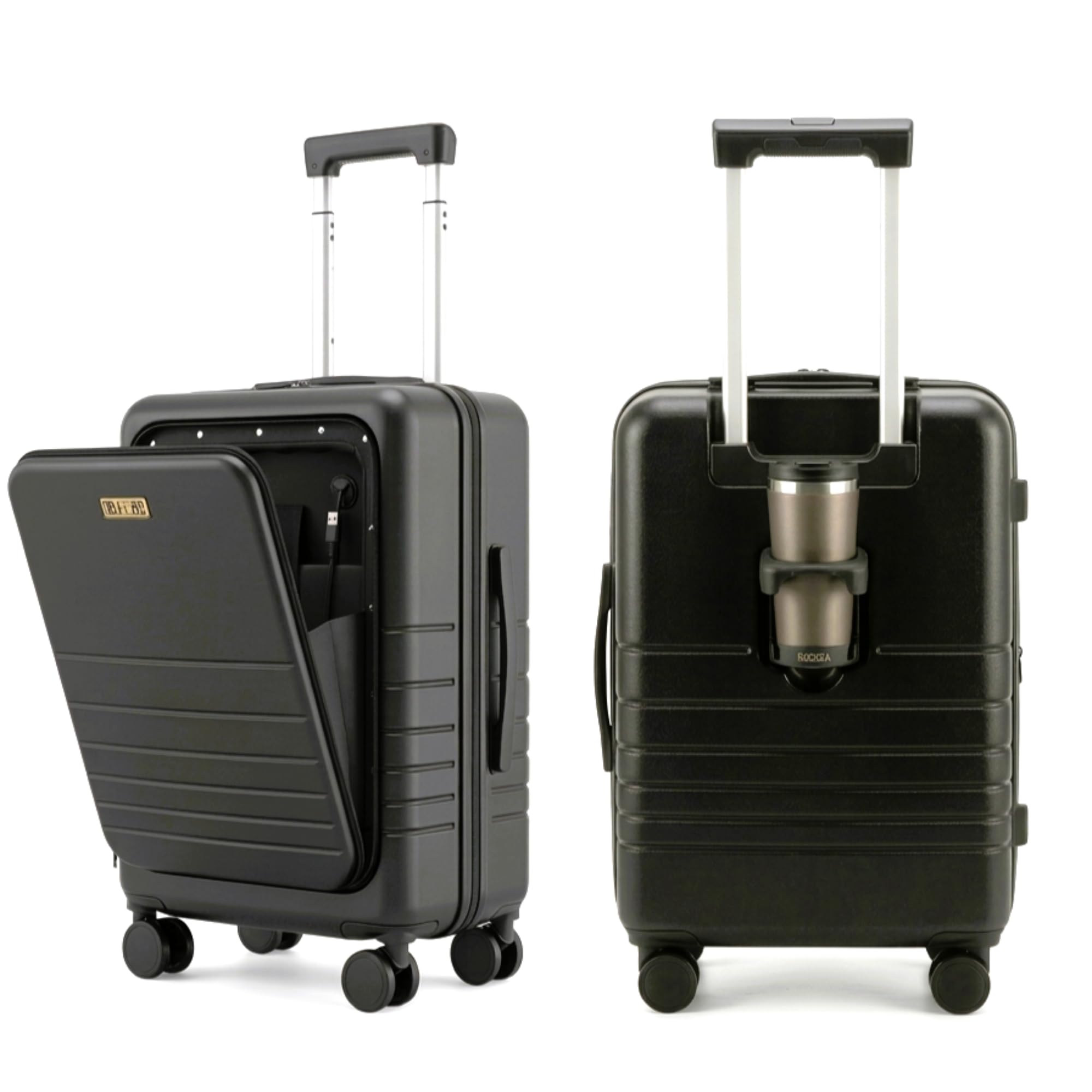 Fagoza 20 Inch Hardside Carry on Luggage with Spinner Wheels 22x14x9 Airline Approved Carry on Luggage with Front