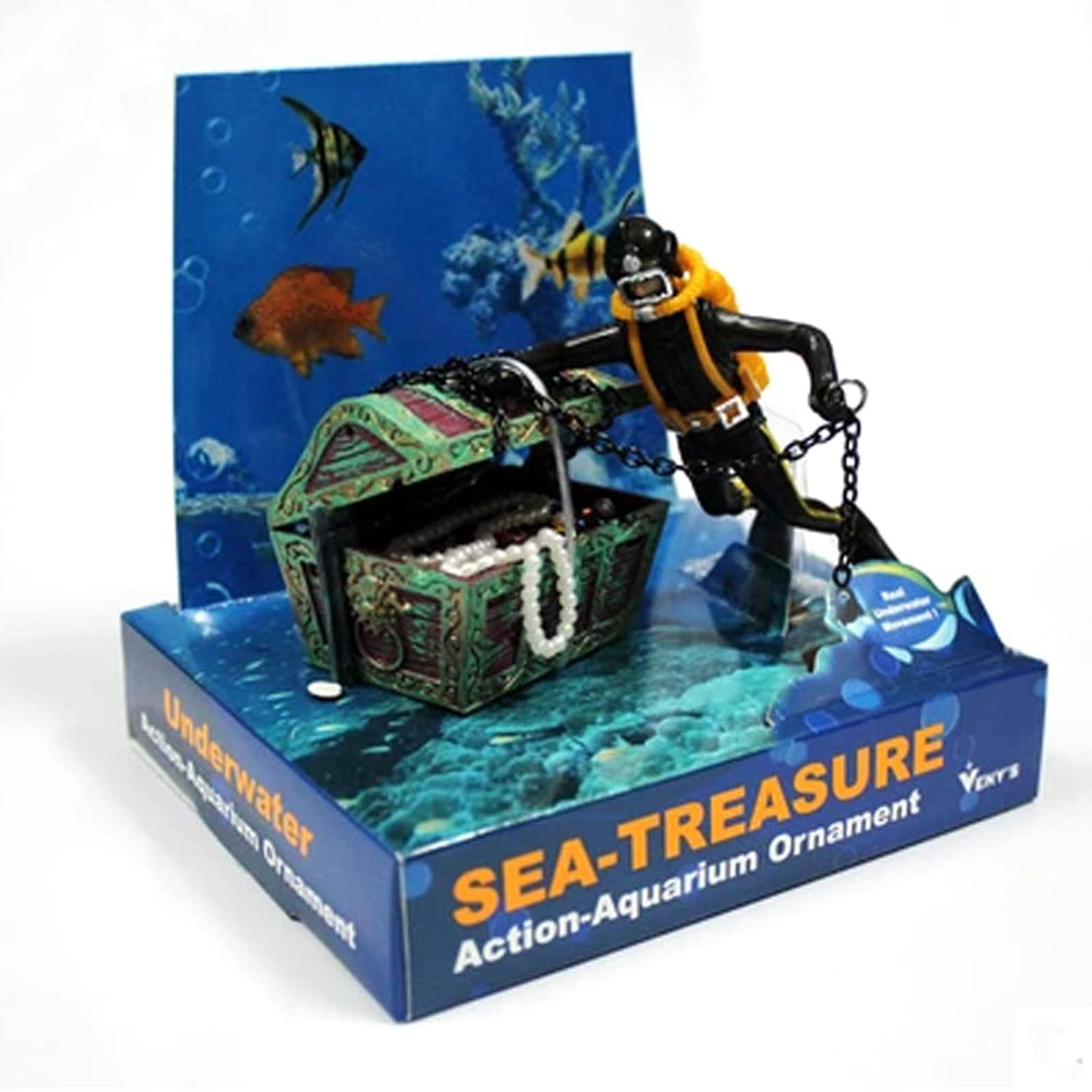 Aquarium Diver, Aquarium Decoration Ship, Diver Treasure Hunter Decoration, Aquarium Treasure Chest Diver Funny Decorative Accessories for Aquariums, Fish Containers, Landscape Decoration (Black)