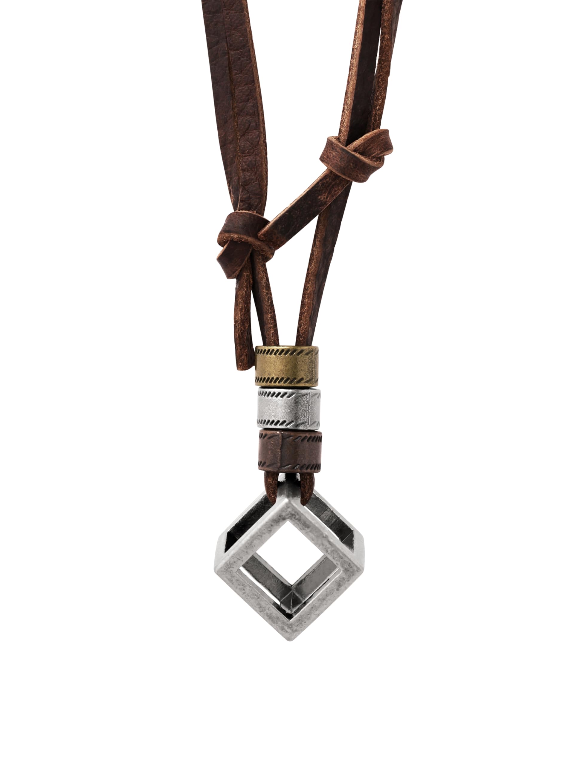 HAQUIL Boho Leather Necklace Antique Tribal Pendant, Boho Jewelry Gift for Men and Women