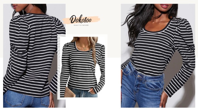 Dokotoo Plus Size Shirts for Women Crewneck Waffle Knit T Shirts