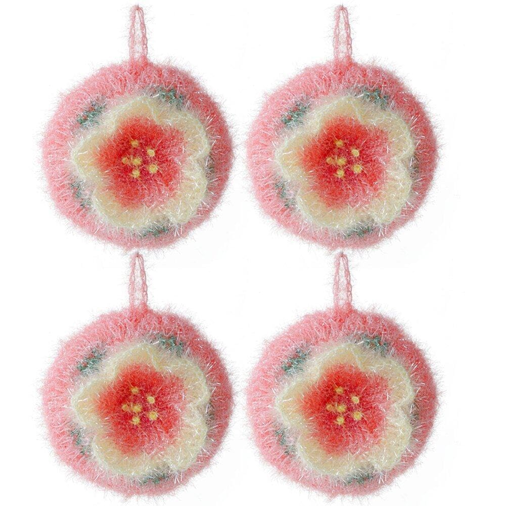 Casiler As Shown Scrubber Sponge Sakura Shape Dish Cloth Multi-Use Dish Scrubber Dishcloth Scourer Tool Acrylic Washing Ball For Kitchen