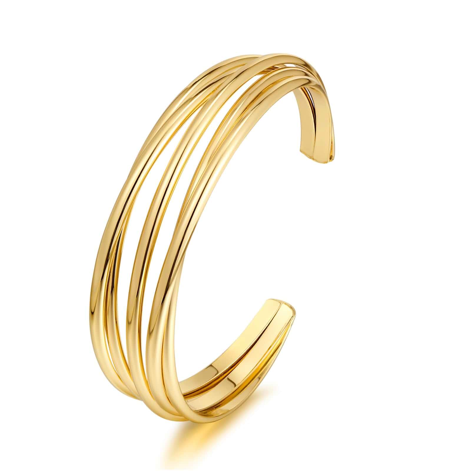Gold Cuff Bracelet for Women Chunky Multi-layer Cross Wire Open Bracelet Hollow Wide Cuff Bracelets Adjustable Gold Open Cuff Bangle Bracelet