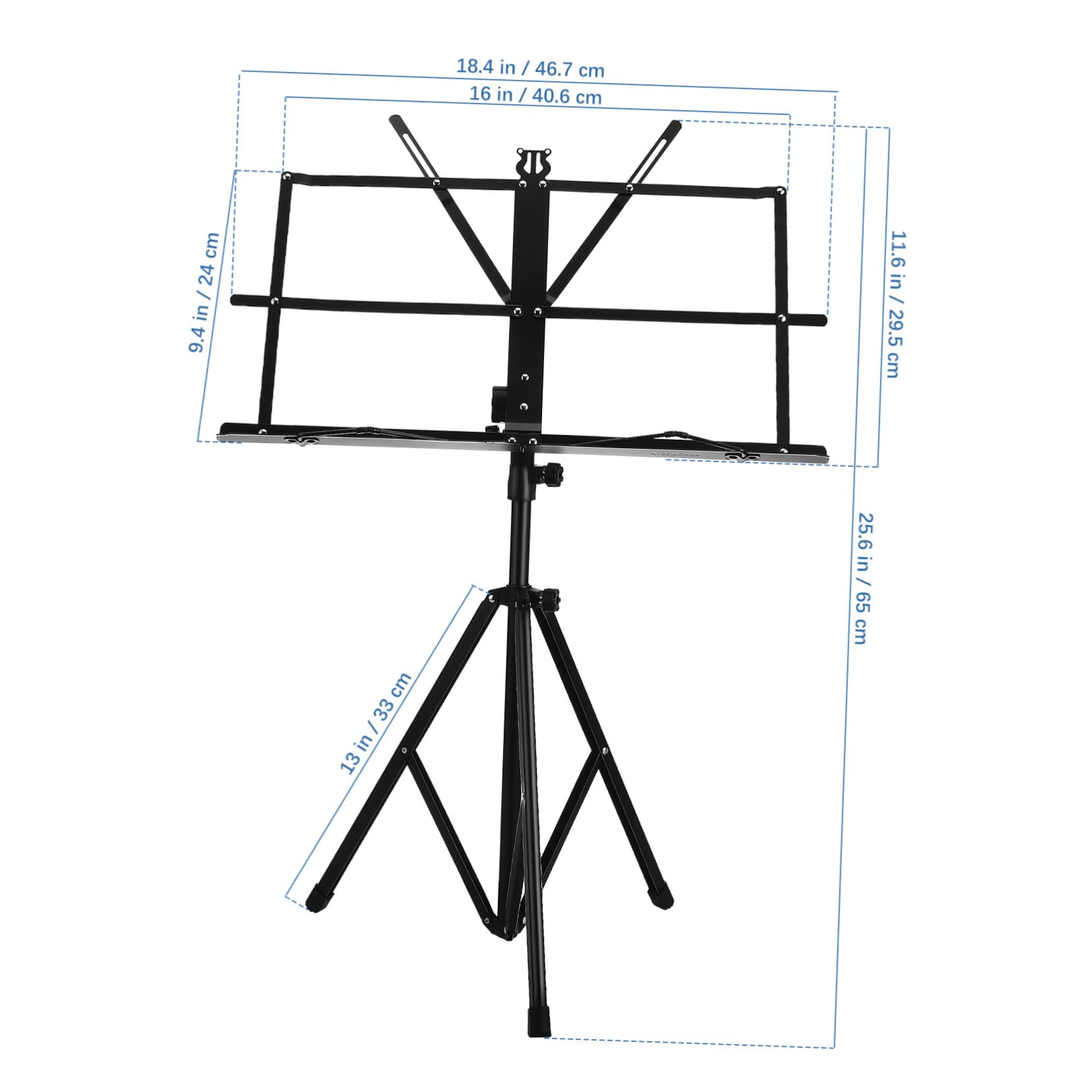 HANABASS Leggio Spartiti Pieghevole Regolabile Base Stabile Supporto Portatile per Spartiti e Libri Musicali Salvaspazio e Robusto per Scuola e Concerti