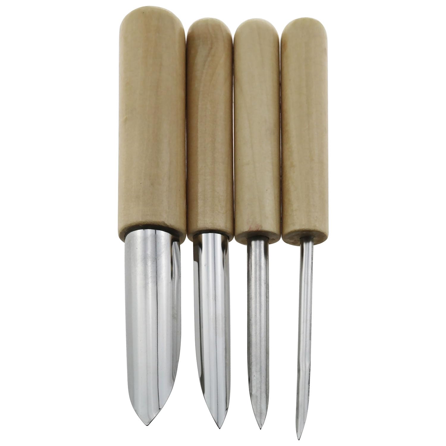 RLECS Lot De 4 Coupeurs De Trous Semi-ronds En Acier Inoxydable Et En Bois Pour Sculpture En Argile