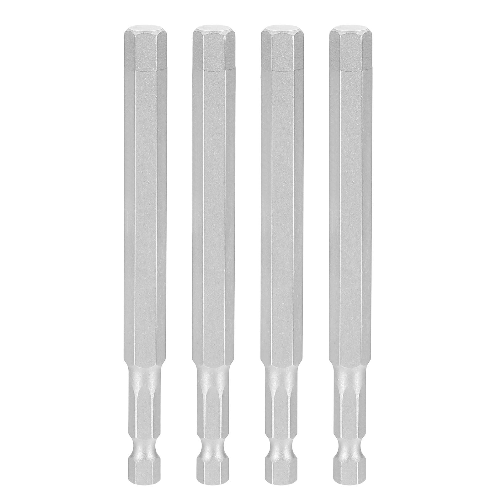 sourcing map 4pcs Hex Head Wrench Drill Bit 5/16" SAE 1/4" Hex Shank 4"(100mm) Length S2 Steel Magnetic Impact Drivers Industrial Grade Hexagon Electric Screwdriver Bit, Gray