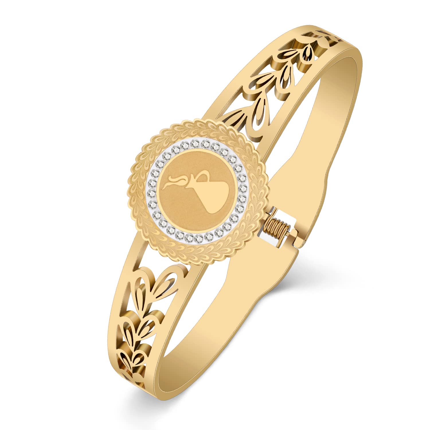 Bracciale Bangle Zodiacale In Acciaio Inossidabile Placcato Oro 18K – Segno Dei Pesci – Regalo Per Donna In Sacchetto Di Velluto BAMAY - 4
