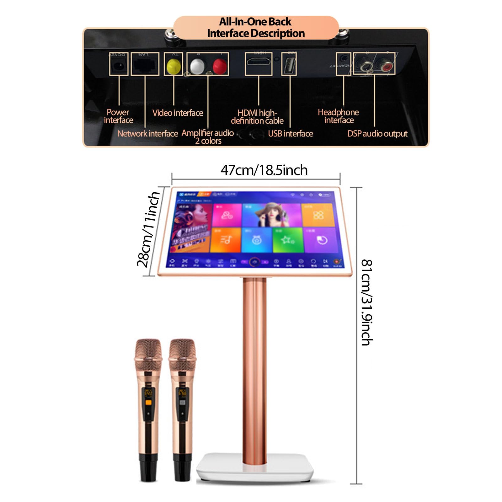 Macchina per karaoke tutto in uno, telecomando per telefono cellulare touch screen e macchina per karaoke con controllo app, lettore karaoke che canta KTV per feste in casa, bar,19.5inch-4TB