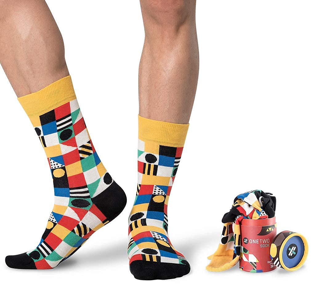 One Two Sock Dama - L (Size 42-46) - Comfortable Casual Socks - From Combed Cotton - Suitable for Machine Wash - Women's and Men's Sizes - Special Design - Comes in Its Special Box - Odor-Free